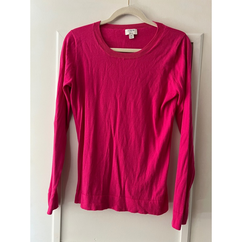 J.Crew Women's Teddie Sweater Pink Cotton Crewneck Pullover Long Sleeve S